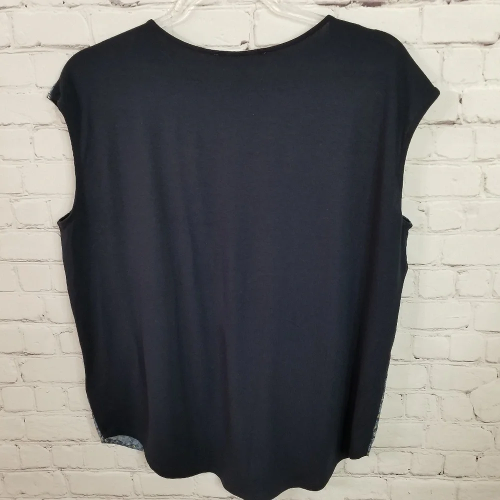 Michael Kors short sleeve blue & gold blouse